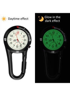 Hicarer Hicarer 2 Pieces Clip on Quartz Watch Backpack Fob Belt Watch Glow in The Dark Unisex Pocket Watch with White Dial for Doctors Nurses Outdoor Activities (Black)  - Image 4