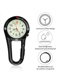 Hicarer Hicarer 2 Pieces Clip on Quartz Watch Backpack Fob Belt Watch Glow in The Dark Unisex Pocket Watch with White Dial for Doctors Nurses Outdoor Activities (Black)  - Image 5