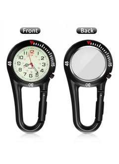 Hicarer Hicarer 2 Pieces Clip on Quartz Watch Backpack Fob Belt Watch Glow in The Dark Unisex Pocket Watch with White Dial for Doctors Nurses Outdoor Activities (Black)  - Image 3