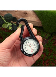 Hicarer Hicarer 2 Pieces Clip on Quartz Watch Backpack Fob Belt Watch Glow in The Dark Unisex Pocket Watch with White Dial for Doctors Nurses Outdoor Activities (Black)  - Image 2
