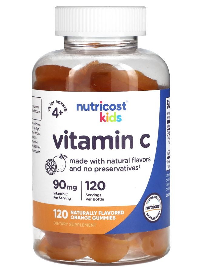 Nutricost Kids Vitamin C Ages 4+ Orange 90 mg 120 Gummies
