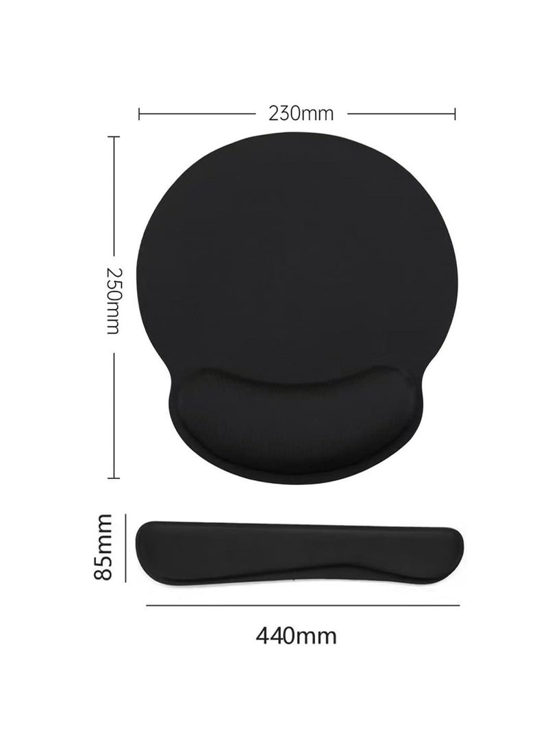 DUNISO Ergonomic Mouse Pad with Keyboard Wrist Rest Support For Working, Nonslip Memory Foam Keyboard Mouse Wrist Support Set for Easy Typing Pain Relief(Black)  - Image 2