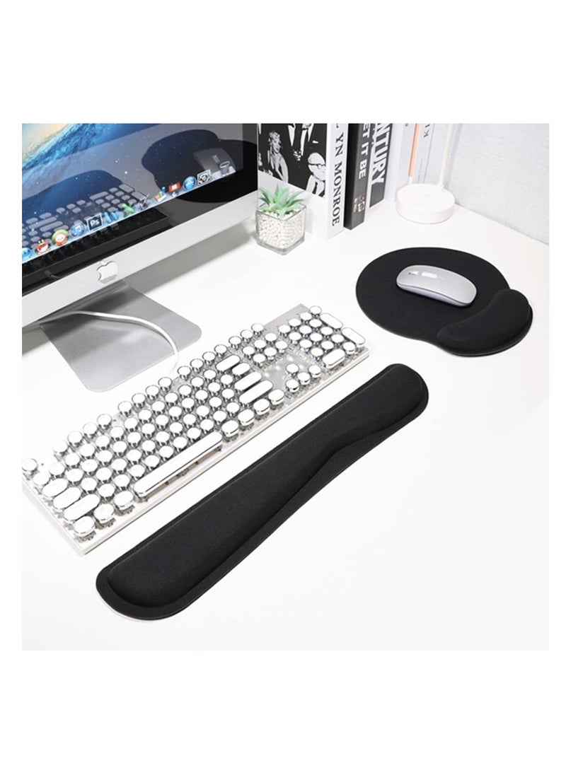 DUNISO - Ergonomic Mouse Pad with Keyboard Wrist Rest Support For Working, Nonslip Memory Foam Keyboard Mouse Wrist Support Set for Easy Typing Pain Relief(Black) - Image 1