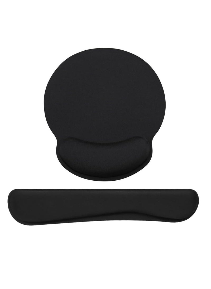 DUNISO Ergonomic Mouse Pad with Keyboard Wrist Rest Support For Working, Nonslip Memory Foam Keyboard Mouse Wrist Support Set for Easy Typing Pain Relief(Black)  - Image 1
