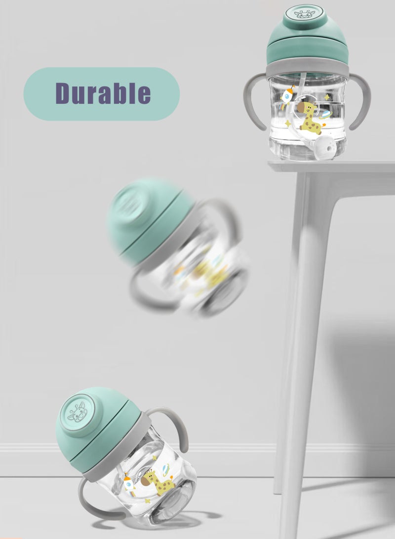 أوربازار 2 كوب شرب للأطفال الصغار، زجاجة مياه للأطفال سعة 345 مل مع غطاء قابل للطي، كوب شرب على شكل ديناصور للأطفال الصغار مع مقابض سهلة الإمساك ومقياس، كوب تدريب مانع للانسكاب للأطفال الذين يشربون بشكل مستقل - Image 2