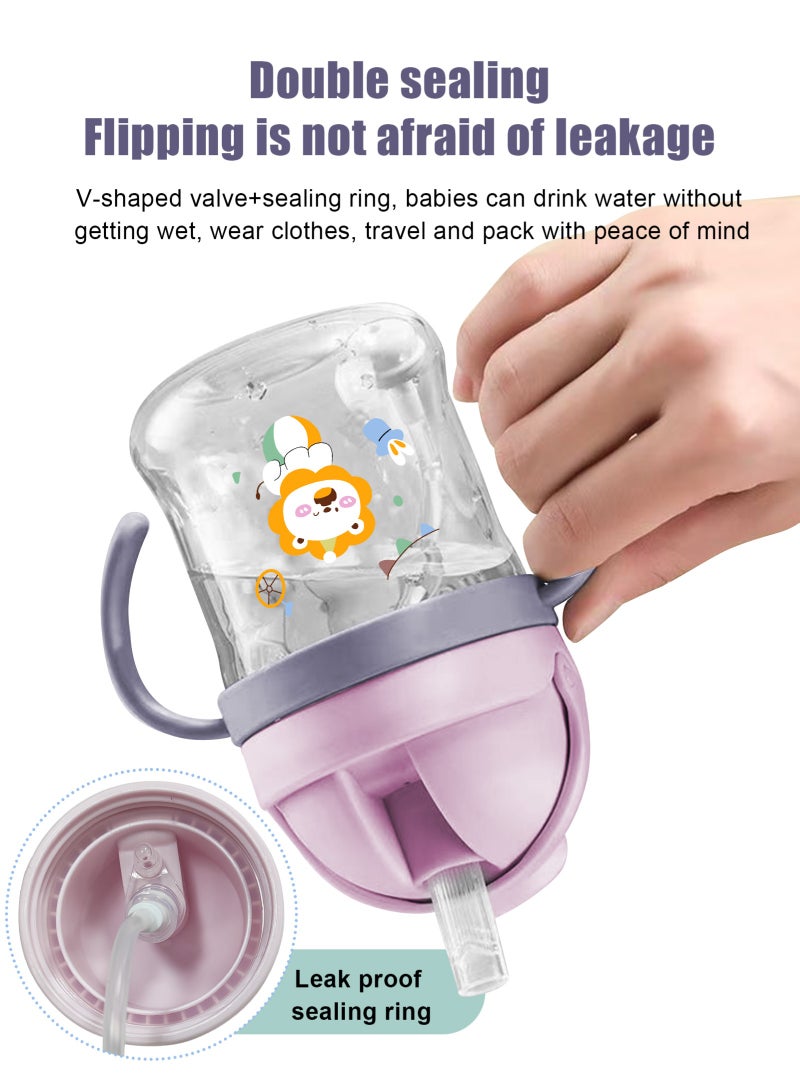 أوربازار 2 كوب شرب للأطفال الصغار، زجاجة مياه للأطفال سعة 345 مل مع غطاء قابل للطي، كوب شرب على شكل ديناصور للأطفال الصغار مع مقابض سهلة الإمساك ومقياس، كوب تدريب مانع للانسكاب للأطفال الذين يشربون بشكل مستقل - Image 5