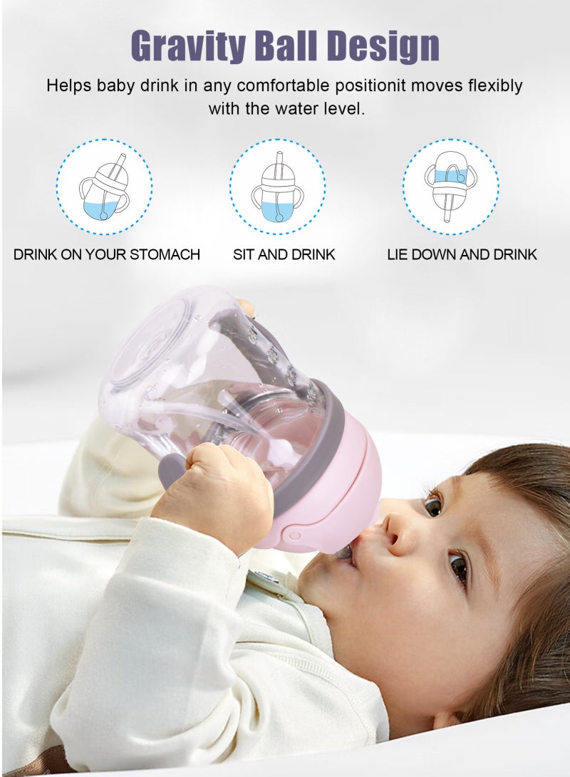 أوربازار 2 كوب شرب للأطفال الصغار، زجاجة مياه للأطفال سعة 345 مل مع غطاء قابل للطي، كوب شرب على شكل ديناصور للأطفال الصغار مع مقابض سهلة الإمساك ومقياس، كوب تدريب مانع للانسكاب للأطفال الذين يشربون بشكل مستقل - Image 3