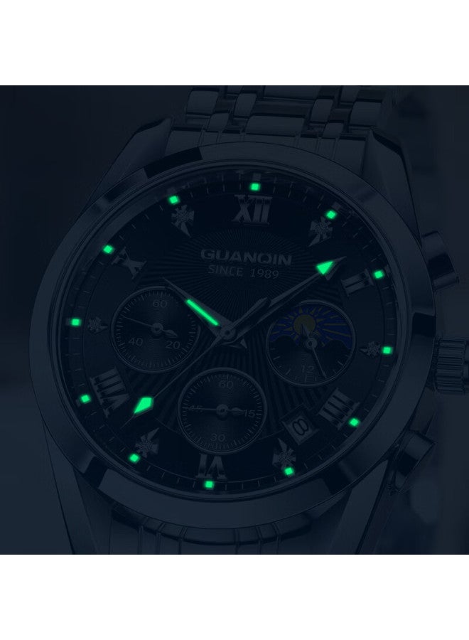 Guanqin Men's Mechanical-style Fashion Wrisch, Swiss Quality Men's Watch, Waterproof Fully Automatic Multifunctional Brand National Watch - Image 3