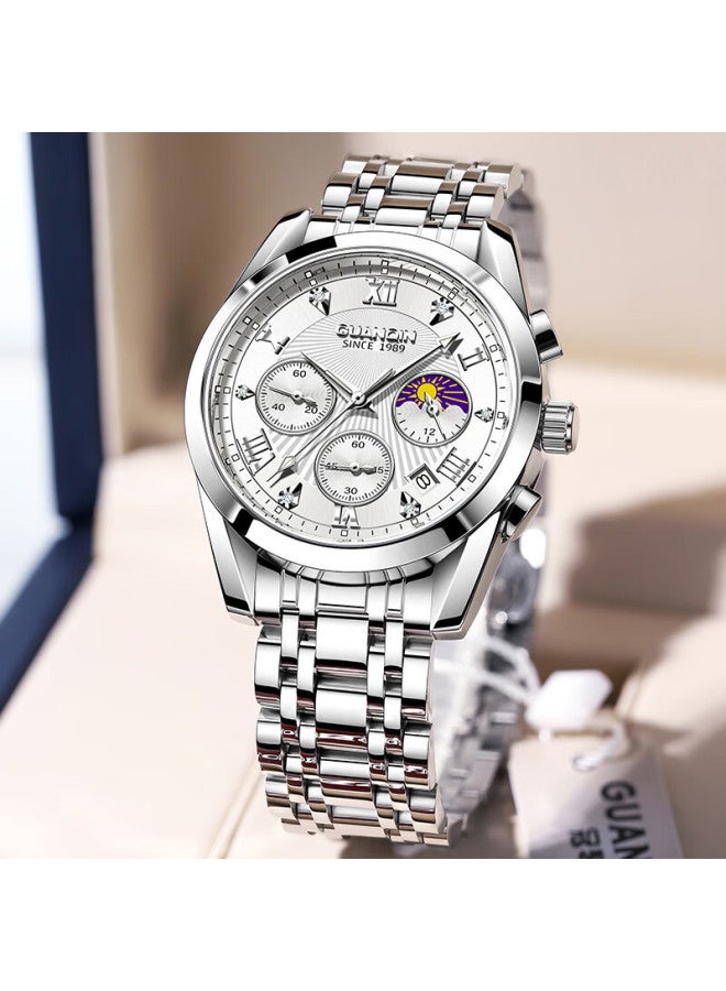 Guanqin Men's Mechanical-style Fashion Wrisch, Swiss Quality Men's Watch, Waterproof Fully Automatic Multifunctional Brand National Watch - Image 1