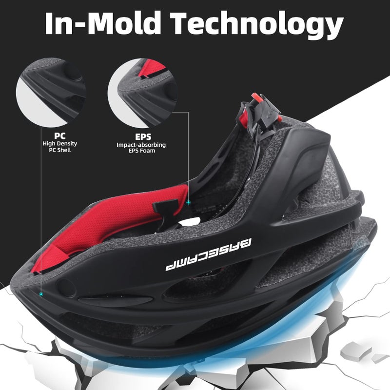 BASECAMP Bike Helmet, Basecamp Bicycle Helmet with Rear Light & Detachable Magnetic Goggles Lightweight Cycling Helmet Adjustable for Adult Men Women Mountain & Road (BC-069) - Image 5