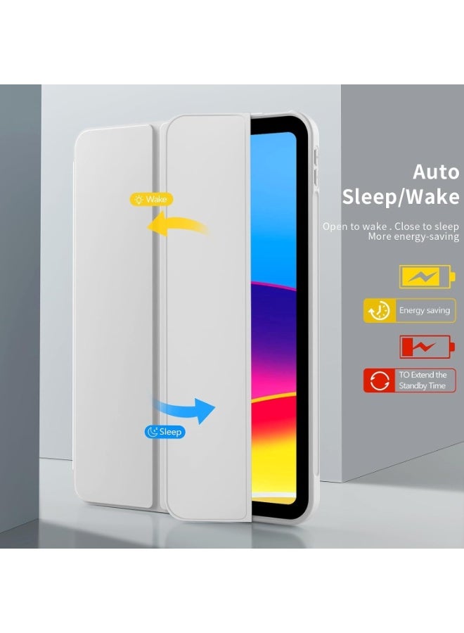 حافظة لجهاز iPad الجيل العاشر 10.9 بوصة، 2022 وiPad الجيل الحادي عشر 2025 مع حامل قلم رصاص - غطاء ذكي ثلاثي الطي واقٍ [يدعم Touch ID وخاصية الإيقاظ/السكون التلقائي] متوافق مع (A3354/A3355/A3356/A2696/A2757/A2777) ، رمادي - Image 3