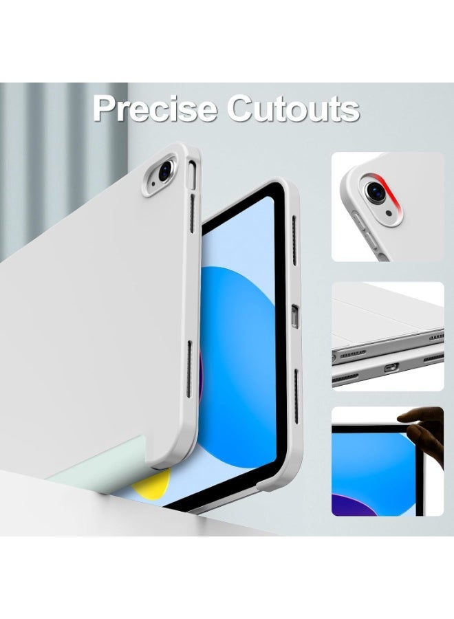 حافظة لجهاز iPad الجيل العاشر 10.9 بوصة، 2022 وiPad الجيل الحادي عشر 2025 مع حامل قلم رصاص - غطاء ذكي ثلاثي الطي واقٍ [يدعم Touch ID وخاصية الإيقاظ/السكون التلقائي] متوافق مع (A3354/A3355/A3356/A2696/A2757/A2777) ، رمادي - Image 2