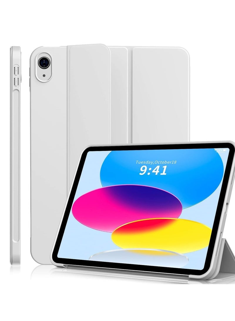 حافظة لجهاز iPad الجيل العاشر 10.9 بوصة، 2022 وiPad الجيل الحادي عشر 2025 مع حامل قلم رصاص - غطاء ذكي ثلاثي الطي واقٍ [يدعم Touch ID وخاصية الإيقاظ/السكون التلقائي] متوافق مع (A3354/A3355/A3356/A2696/A2757/A2777) ، رمادي - Image 1