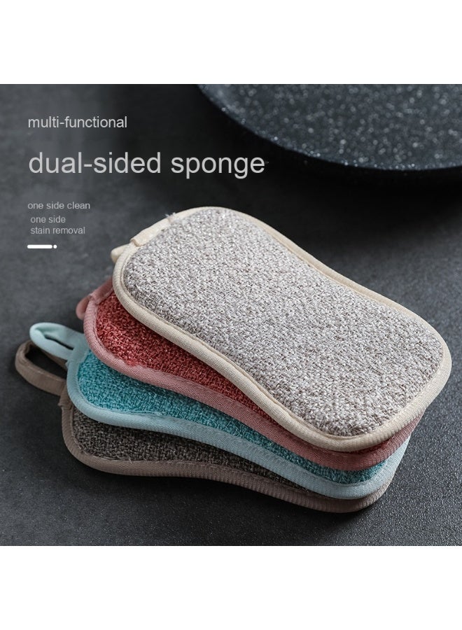 NIBEMINENT 4 Pack Kitchen Scrub Sponge Dual Action Washing Up Cleaner Heavy Duty Scouring Pads Household Cleaning Wash Cloth (4) - Image 2
