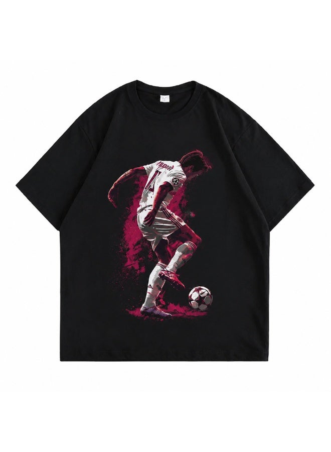 Pure Cotton Black Limited Edition Football Graphic T-Shirt - Image 5