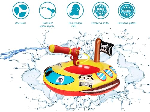 Big Summer Pool Floats Kids with Water Gun, Pirate Ship Float for Toddler, Blow Up Swimming Pool Toys, Summer Fun Pool Inflatables Floaties for Boys Girls and Child, Outdoor Water Toys for Kids Ages 3-5 4-8 - Image 2