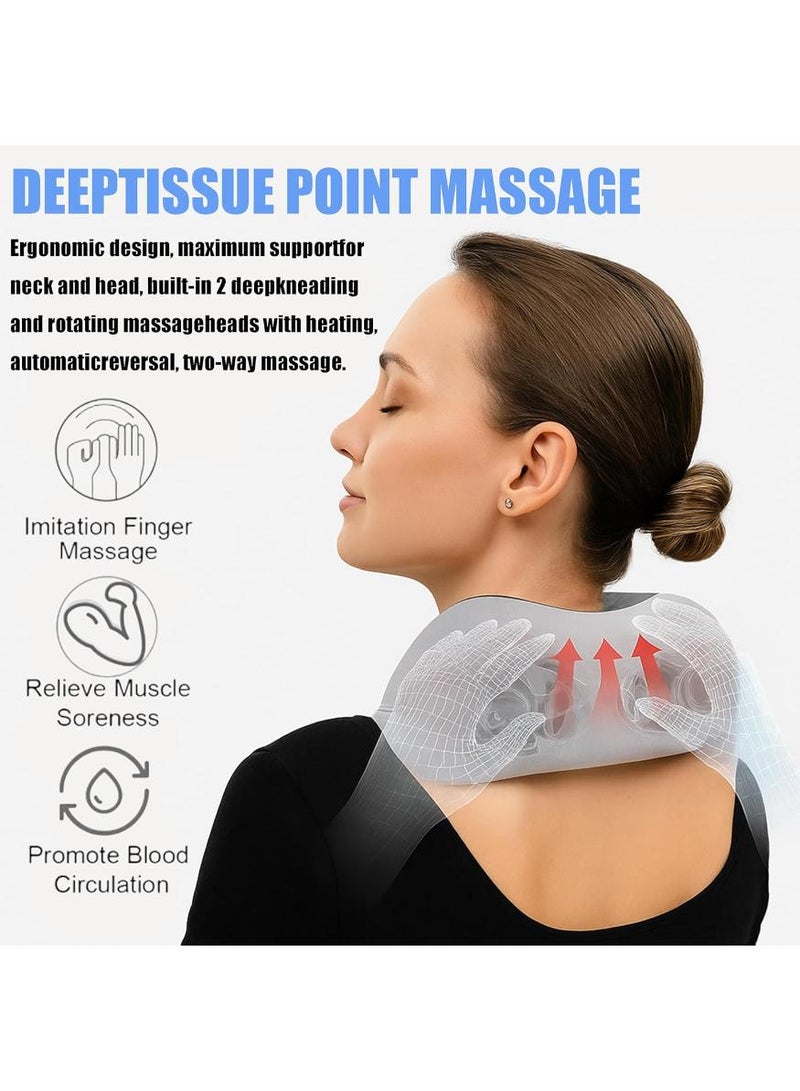 BABONA Neck & Shoulder Massager with Heat, Cordless Rechargeable Shiatsu Massager, 3D Deep Tissue Kneading Massage Pillow for Neck Back Shoulder Pain Relief, Portable Electric Massager for Home Office Car Travel - Image 2