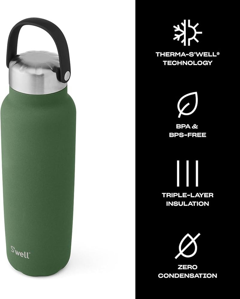 S'well Recycled Stainless Steel Explorer with Insulated Lid and Handle, 40oz, Green Jasper, Triple Layered Vacuum Insulated Containers Keeps Drinks Cold for 54 Hours and Hot for 12 - Image 2