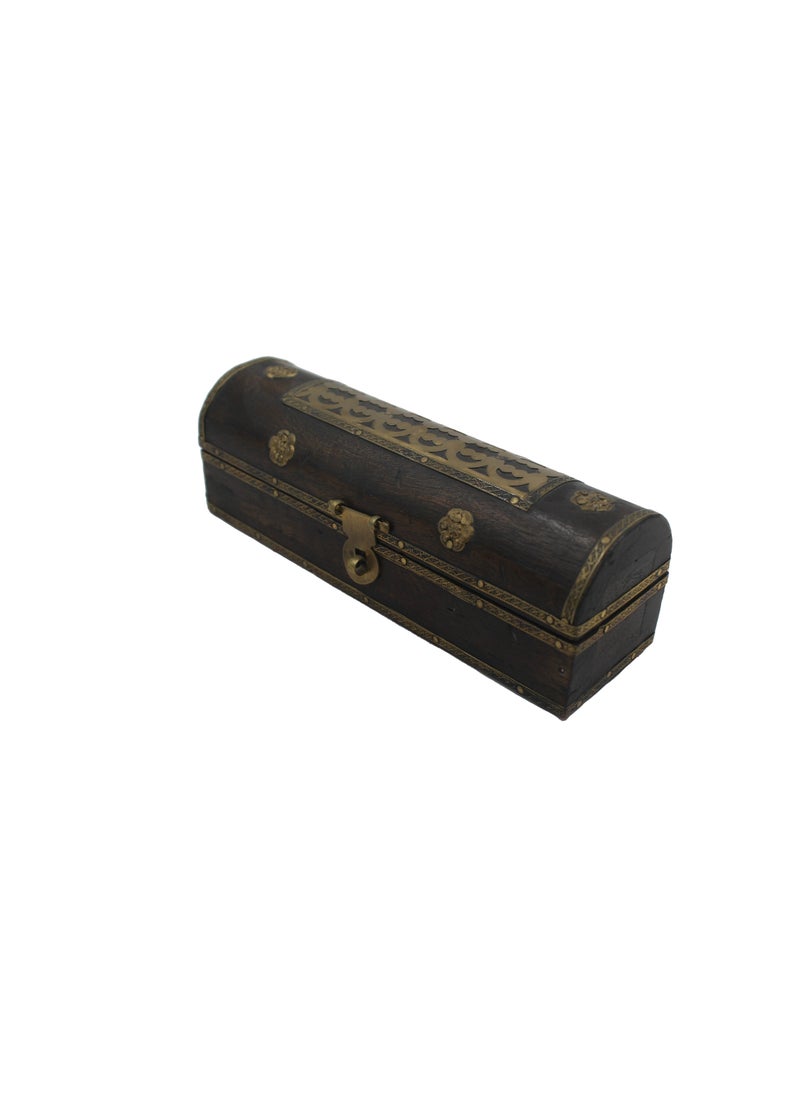 Antique Museum - Handmade Wooden Incense Box with Brass Work - Image 1
