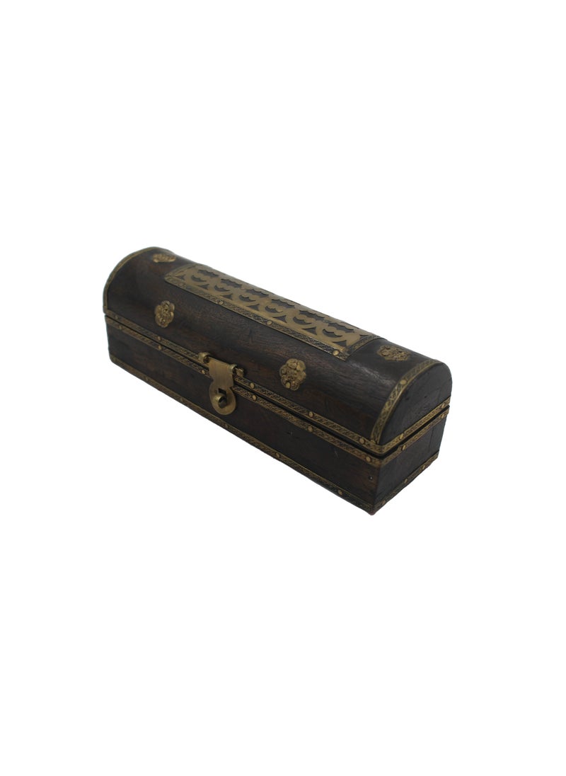 Antique Museum - Handmade Wooden Incense Box with Brass Work - Image 1