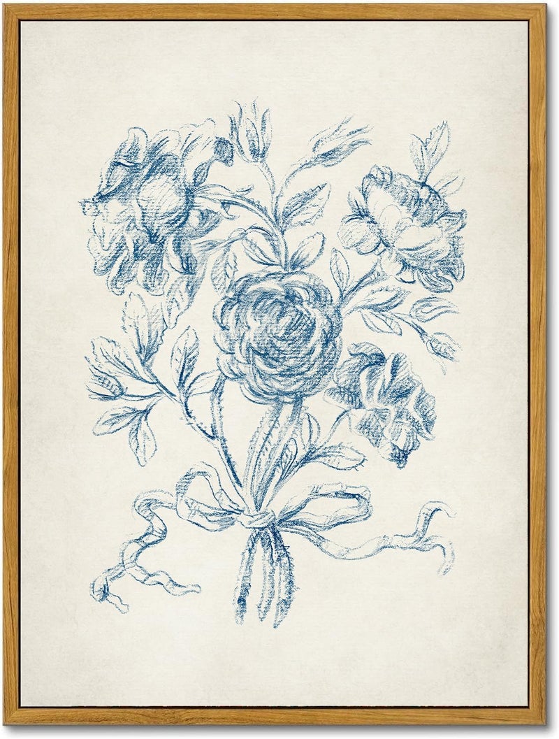 KBKBART Vintage Wall Art - Blue Rose - Image 1