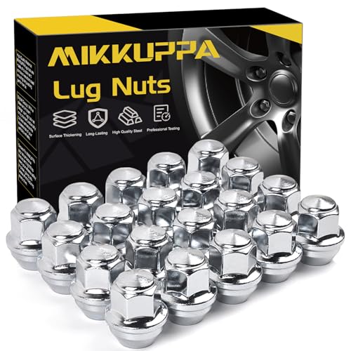 MIKKUPPA ميكوبّا M12x1.5 صمولة لوج كبيرة من الكروم بتصميم OEM قطعة واحدة بديلة لعجلات فورد إيسكيب 2001-2022، فورد فوكس 2000-2018، فورد فيوجن 2006-2020 - Image 1