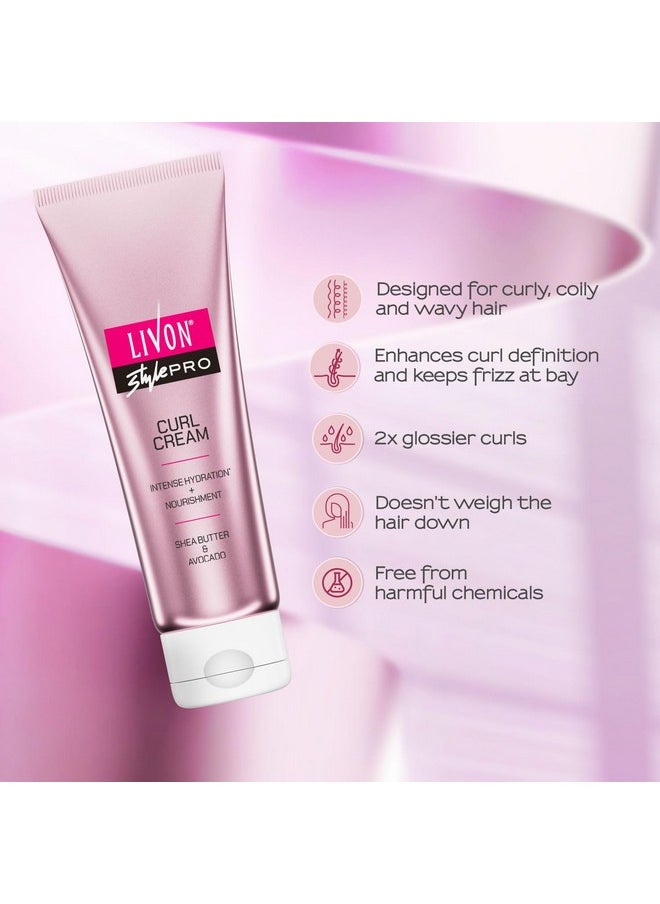 Livon Style Pro Curl Cream For Curly, Coily & Wavy Hair | | Curl Defining Cream For Intense Hydration & Nourishment | Leave In Cream With Shea Butter & Avocado | 100Ml  - Image 2