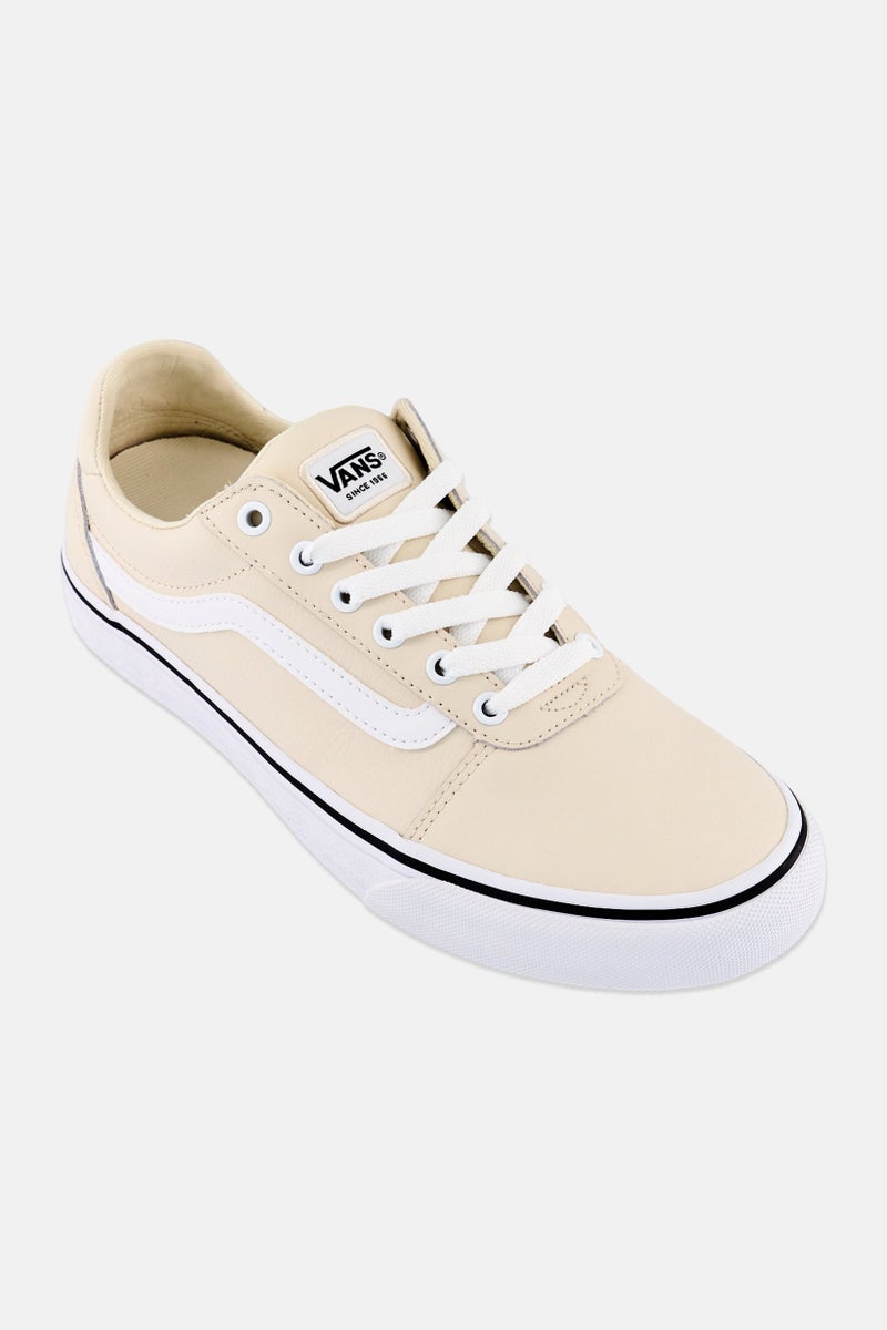 VANS أحذية تزلج نسائية فاخرة مزودة بأربطة، كريمي - Image 1
