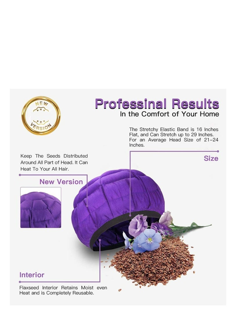 SOLARAE Cordless Deep Conditioning Heat Cap, Microwavable Treatment Steaming Heat Cap for Thermal Spa Curly Hair, 100% Natural Cotton Flaxseed Seed Interior - Image 2