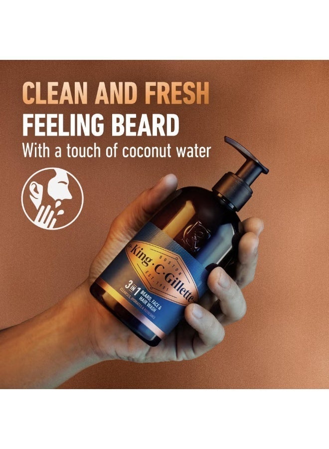 King C. Gillette 3 IN 1 BEARD, FACE & HAIR WASH 350ML - Image 2