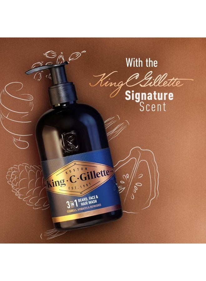 King C. Gillette 3 IN 1 BEARD, FACE & HAIR WASH 350ML - Image 4