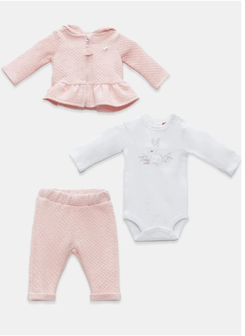 B&G STORE - Baby Girl 3-Piece Tracksuit Set Pink - Image 1