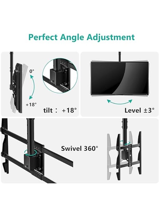 حامل تلفزيون WALI للسقف يتحمل حتى 220 رطلاً (100 كجم) | يناسب شاشات 37 إلى 90 بوصة | قابل للتعديل لشاشات 4K, OLED, LED | قوي جداً وموثوق - Image 2