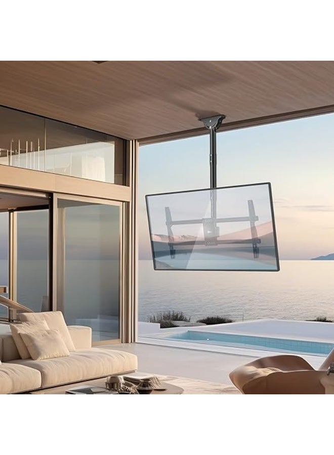 حامل تلفزيون WALI للسقف يتحمل حتى 220 رطلاً (100 كجم) | يناسب شاشات 37 إلى 90 بوصة | قابل للتعديل لشاشات 4K, OLED, LED | قوي جداً وموثوق - Image 3