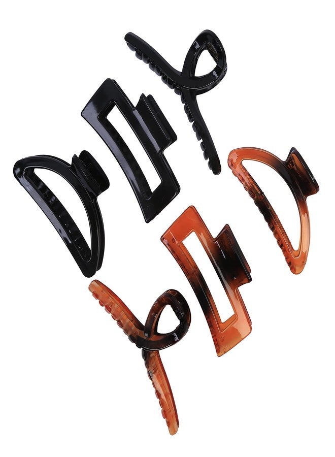 minihope 6 Pack Plastic Hair Claw Clips 3 Styles Nonslip Large Banana Clip Hair Clamps Perfect Jaw Hair Clips for Women Girls Accessories for Thin Thick Curly Hair Claws (2 colors) - Image 1