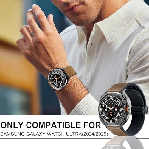 WestEagle Magnetic Leather Watch Band Compatible with Samsung Galaxy Watch Ultra 47mm 2024 Magnetic Buckle Design Adjustable Classic Wristbands Replacement Straps for Men and Women Classic Brown - Image 3