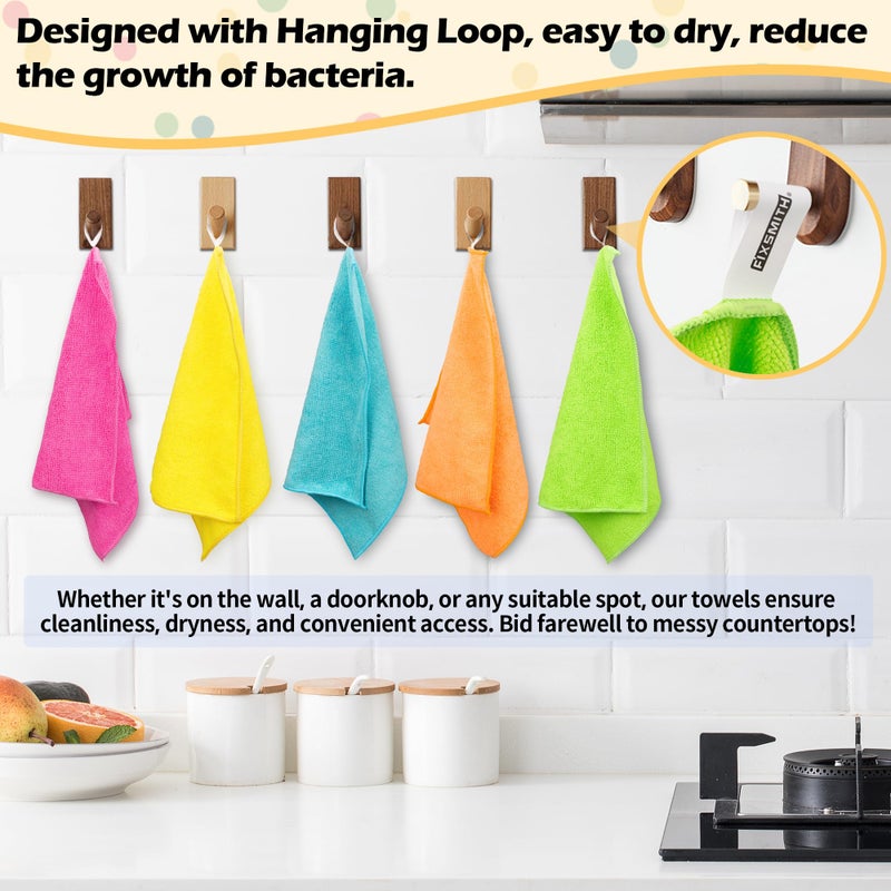 FIXSMITH Microfiber Cleaning Cloth, 50 Pack Cleaning Rags, Cleaning Towels for Housekeeping, Kitchen, Car, Lint-Free, Reusable Shop Towels with 5 Colors (Green/Blue/Yellow/Orange/Pink), 12"X12" - Image 3