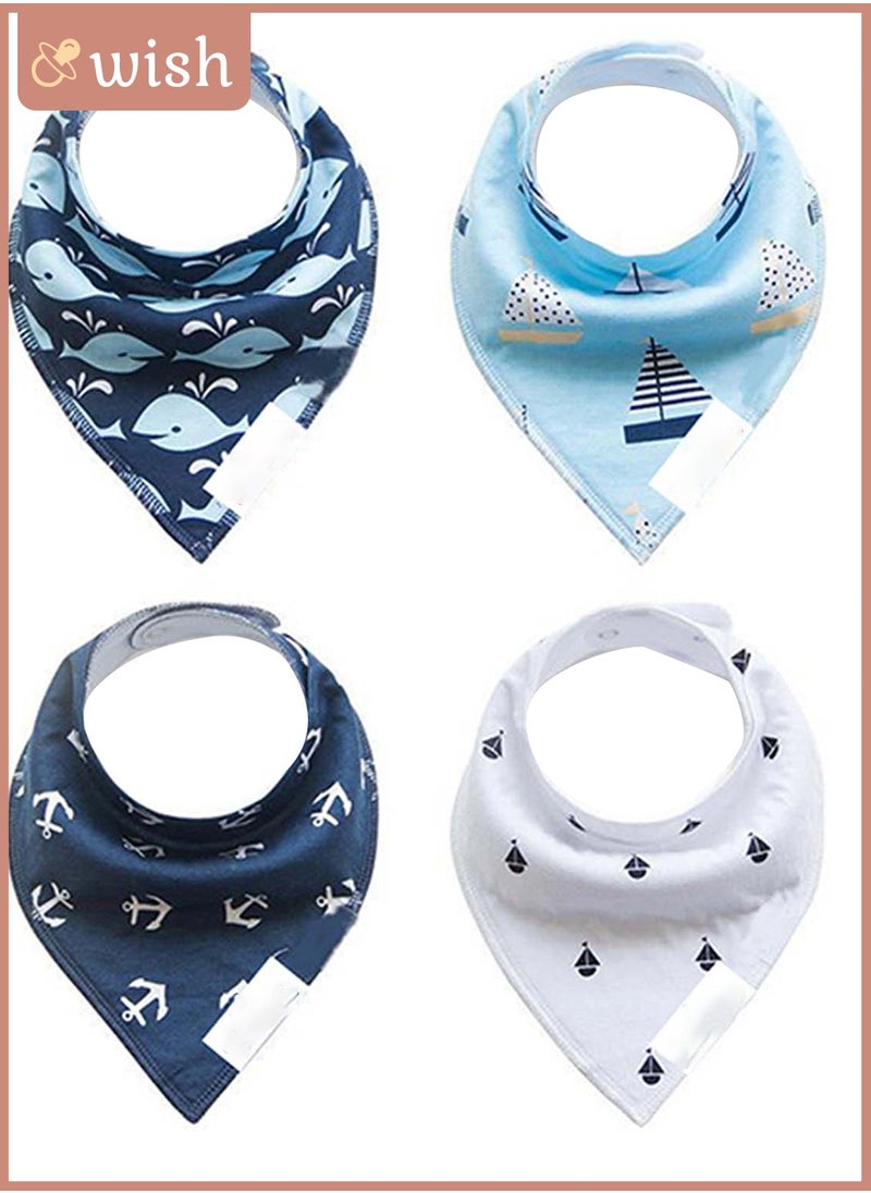 Wish Pack Of 4 Bandana Bibs - Organic Cotton - Anchor Ships  - Image 1