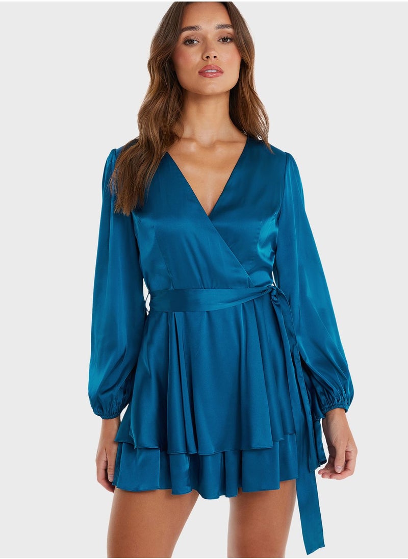 QUIZ - Belted Tiered Playsuit - Image 1