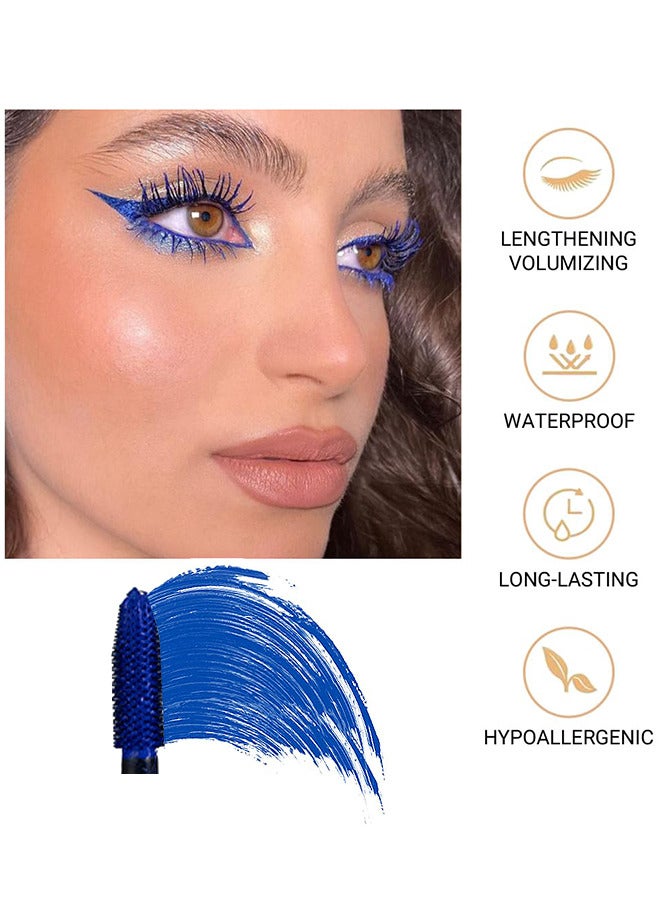 Maxfine Extreme Big 5D Volume Lash Mascara Fiber Lash Extensions Colored Mascara Long Lasting Smudge Proof Non Clumping Curling Voluminous Mascara For Lengthening Charming Lashes - Blue  - Image 5