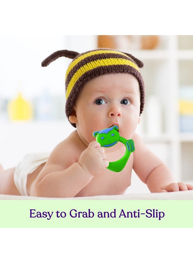 سبريك ألعاب تسنين للأطفال حديثي الولادة والرضع من عمر 0 إلى 6 أشهر، عضاضات سيليكون للأطفال من عمر 6 إلى 12 شهرًا، خالية من مادة BPA (نحلة - أزرق وأخضر) - Image 2