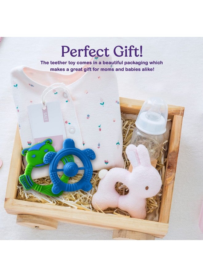 سبريك ألعاب تسنين للأطفال حديثي الولادة والرضع من عمر 0 إلى 6 أشهر، عضاضات سيليكون للأطفال من عمر 6 إلى 12 شهرًا، خالية من مادة BPA (نحلة - أزرق وأخضر) - Image 4