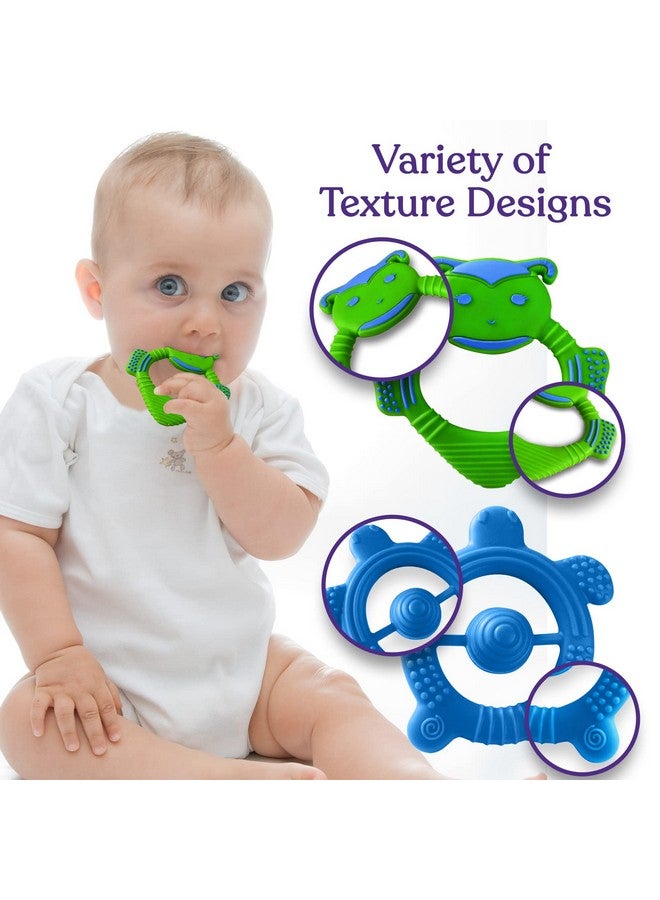 سبريك ألعاب تسنين للأطفال حديثي الولادة والرضع من عمر 0 إلى 6 أشهر، عضاضات سيليكون للأطفال من عمر 6 إلى 12 شهرًا، خالية من مادة BPA (نحلة - أزرق وأخضر) - Image 3