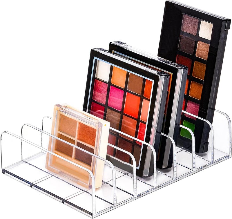 JessLab JessLab Eyeshadow Palette Makeup Organizer, Acrylic 7-Section Divided Make up Organizers and storage for Bathroom Vanity Countertop, Transparent, L 