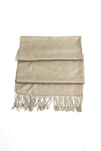 Sakkas Large Soft Silky Pashmina Shawl Wrap Scarf in Solid Colors - Latte - Image 2