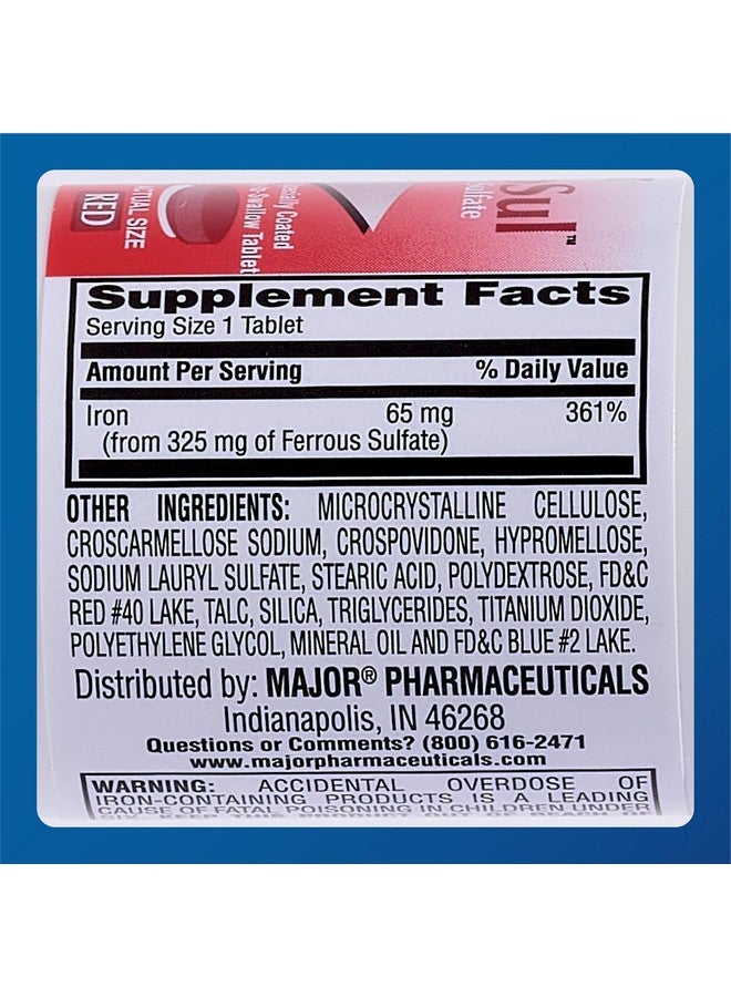 Major Ferosul - Ferrous Sulfate 325mg Tablets with 65mg of Elemental Iron - Iron Supplement for Women, Men - Red - 100 Count - Image 5
