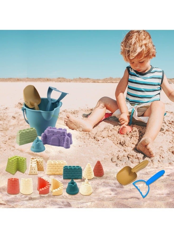 GGEROU 12Pcs Silicone Sand Toys for Baby with Portable Beach Bag, Kids Beach Set with Beach Toy Molds Shovel Bucket Set, Sand Toys Toddler Sandbox Toys for Kids Outdoor Summer Playset,Blue - Image 4