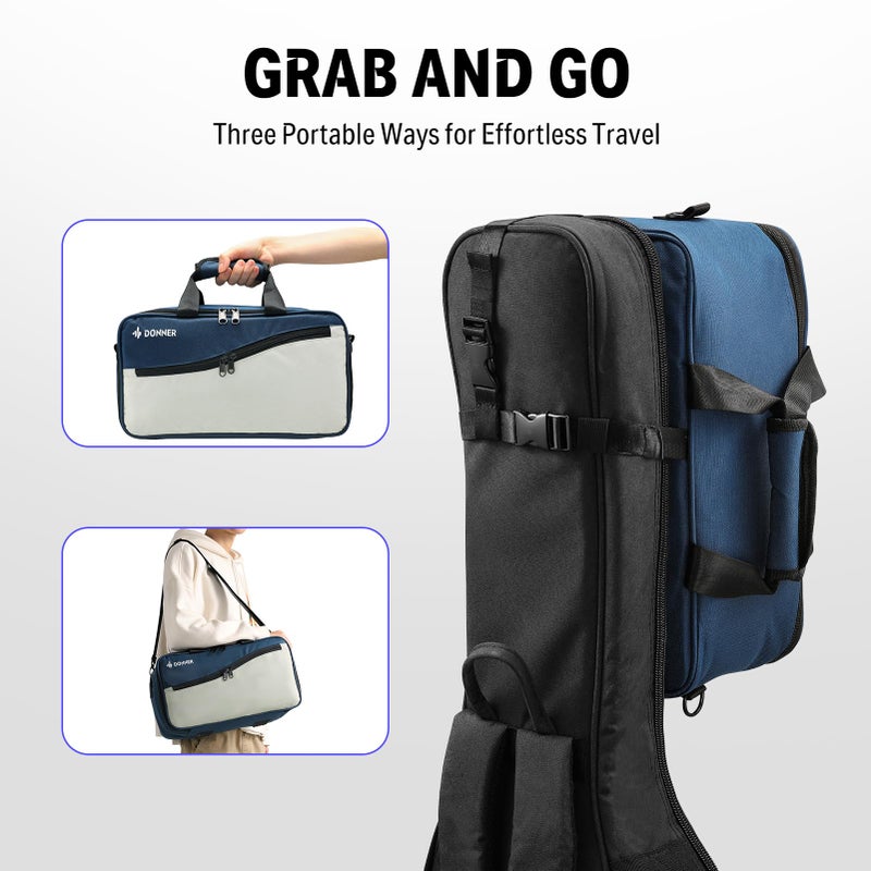 Donner لوحة دواسات جيتار صغيرة من دونر، مجموعة مزود طاقة دواسات تأثيرات صغيرة DB-S100 مع حقيبة ظهر قابلة للتحويل، 60" لاصق خلفي مع حلقة ودعامة مزود الطاقة، 14.46" × 7.51" - Image 3