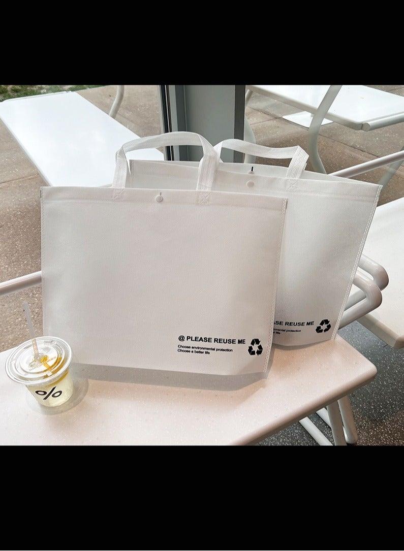AVACraft 15 Reusable Totes Bags with Handles - Durable, Foldable, Washable, Reusable Grocery Bags - Non Woven Grocery  Bags for Shop Events & Apparel Retail Store,White,42x10x32cm  - Image 3