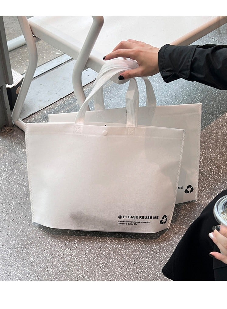 AVACraft 15 Reusable Totes Bags with Handles - Durable, Foldable, Washable, Reusable Grocery Bags - Non Woven Grocery  Bags for Shop Events & Apparel Retail Store,White,42x10x32cm  - Image 2